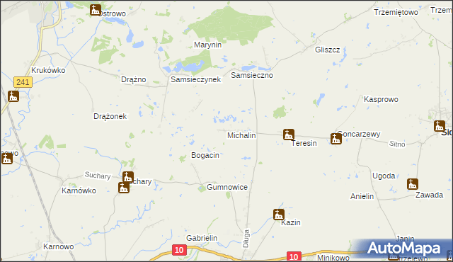 mapa Michalin gmina Nakło nad Notecią, Michalin gmina Nakło nad Notecią na mapie Targeo