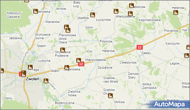 mapa Michalin gmina Zwoleń, Michalin gmina Zwoleń na mapie Targeo