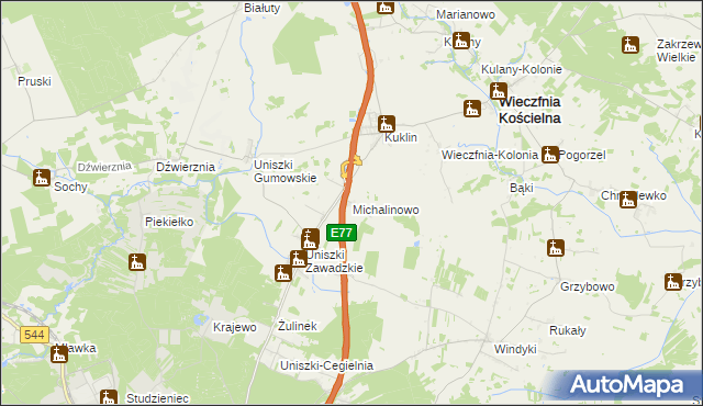 mapa Michalinowo, Michalinowo na mapie Targeo