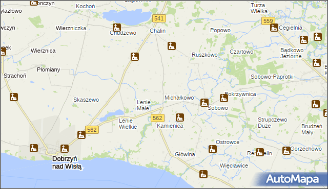 mapa Michałkowo gmina Dobrzyń nad Wisłą, Michałkowo gmina Dobrzyń nad Wisłą na mapie Targeo