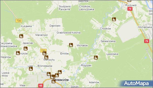 mapa Michałów gmina Głowaczów, Michałów gmina Głowaczów na mapie Targeo