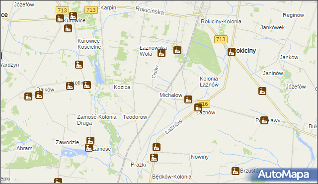 mapa Michałów gmina Rokiciny, Michałów gmina Rokiciny na mapie Targeo