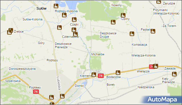 mapa Michalów gmina Sułów, Michalów gmina Sułów na mapie Targeo