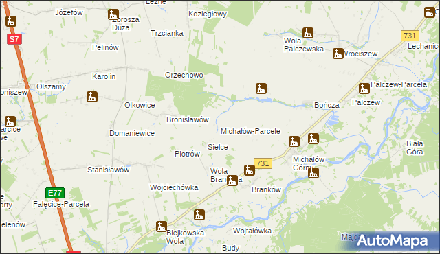 mapa Michałów-Parcele, Michałów-Parcele na mapie Targeo