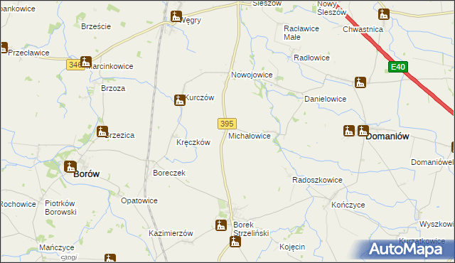 mapa Michałowice gmina Borów, Michałowice gmina Borów na mapie Targeo