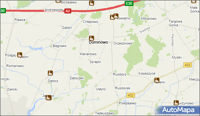 mapa Michałowo gmina Dominowo, Michałowo gmina Dominowo na mapie Targeo