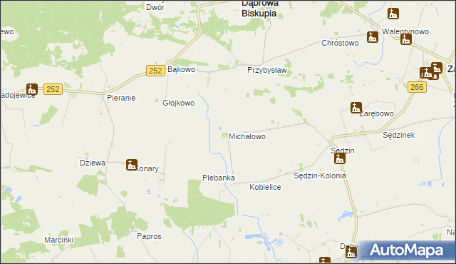 mapa Michałowo gmina Zakrzewo, Michałowo gmina Zakrzewo na mapie Targeo