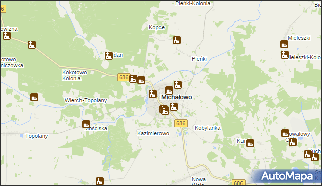 mapa Michałowo powiat białostocki, Michałowo powiat białostocki na mapie Targeo