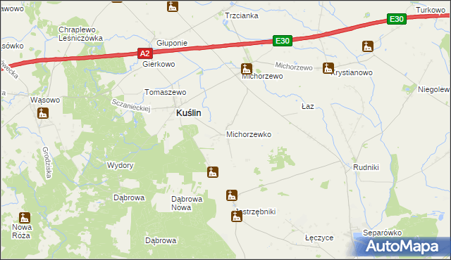 mapa Michorzewko, Michorzewko na mapie Targeo