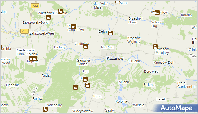 mapa Miechów gmina Kazanów, Miechów gmina Kazanów na mapie Targeo