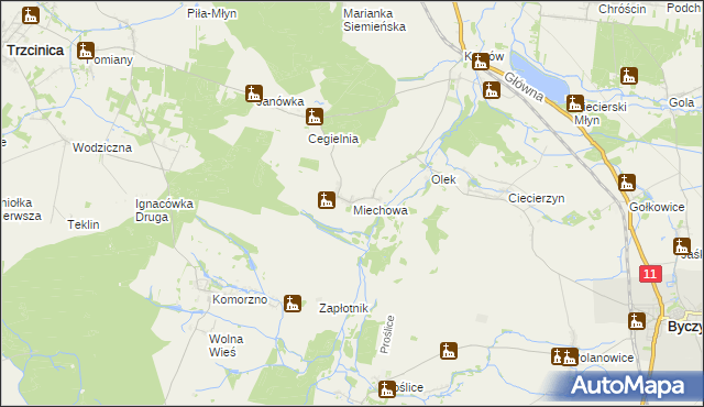 mapa Miechowa, Miechowa na mapie Targeo