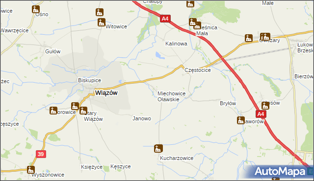 mapa Miechowice Oławskie, Miechowice Oławskie na mapie Targeo