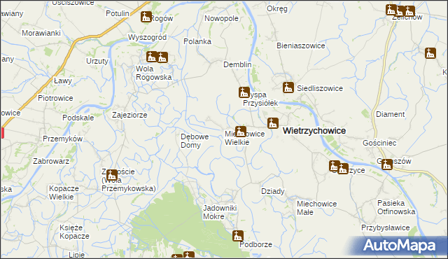 mapa Miechowice Wielkie, Miechowice Wielkie na mapie Targeo