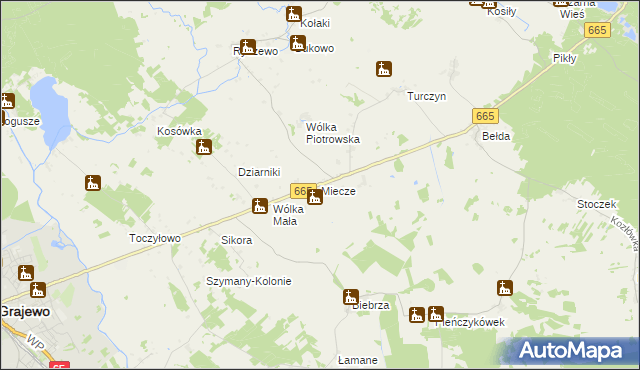 mapa Miecze, Miecze na mapie Targeo