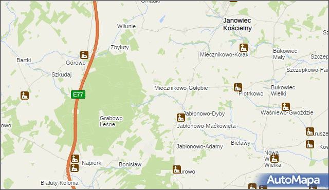 mapa Miecznikowo-Miąchy, Miecznikowo-Miąchy na mapie Targeo