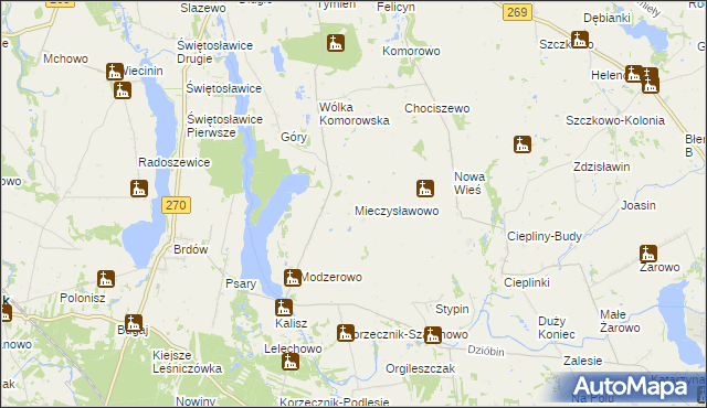 mapa Mieczysławowo gmina Izbica Kujawska, Mieczysławowo gmina Izbica Kujawska na mapie Targeo