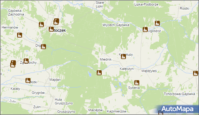 mapa Miednik gmina Stoczek, Miednik gmina Stoczek na mapie Targeo