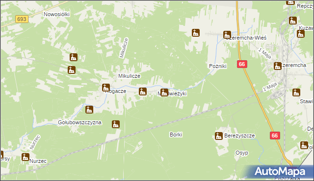 mapa Miedwieżyki, Miedwieżyki na mapie Targeo