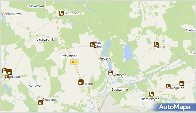 mapa Miedzno gmina Sławoborze, Miedzno gmina Sławoborze na mapie Targeo