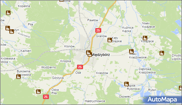 mapa Międzybórz powiat oleśnicki, Międzybórz powiat oleśnicki na mapie Targeo