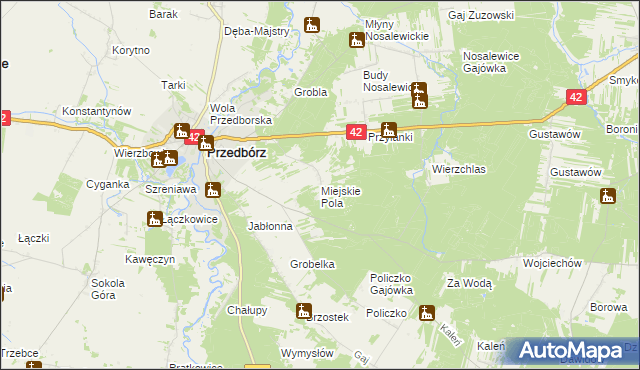 mapa Miejskie Pola, Miejskie Pola na mapie Targeo