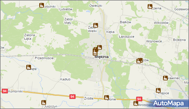 mapa Miękinia powiat średzki, Miękinia powiat średzki na mapie Targeo