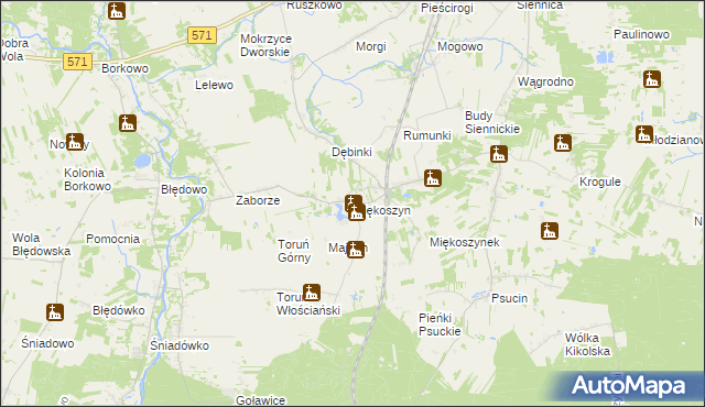 mapa Miękoszyn, Miękoszyn na mapie Targeo
