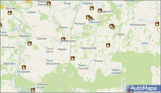 mapa Miękoszynek, Miękoszynek na mapie Targeo