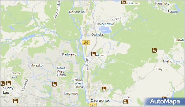 mapa Miękowo gmina Czerwonak, Miękowo gmina Czerwonak na mapie Targeo