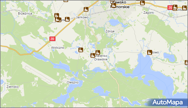 mapa Mielenko Drawskie, Mielenko Drawskie na mapie Targeo