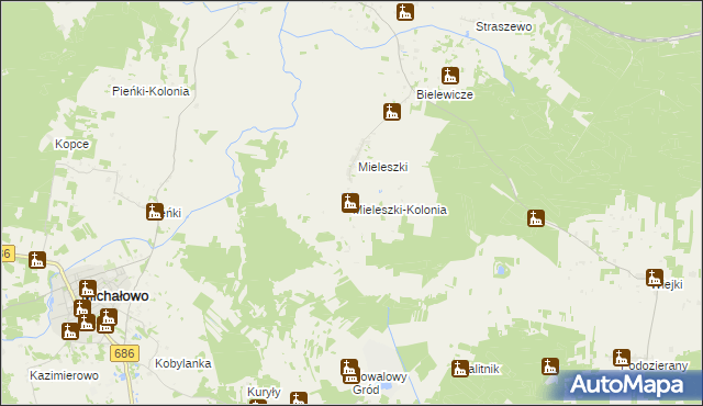 mapa Mieleszki-Kolonia, Mieleszki-Kolonia na mapie Targeo