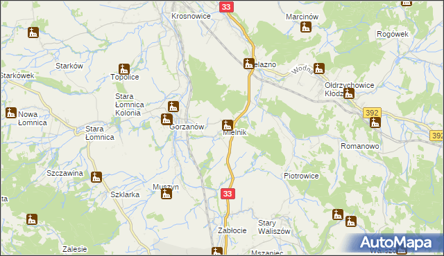 mapa Mielnik gmina Bystrzyca Kłodzka, Mielnik gmina Bystrzyca Kłodzka na mapie Targeo