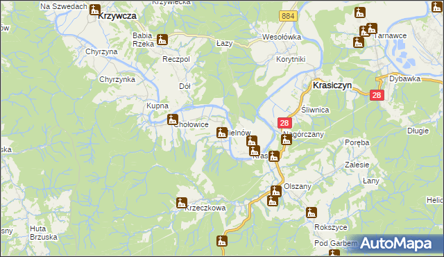 mapa Mielnów, Mielnów na mapie Targeo