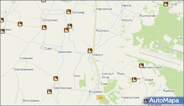 mapa Mielżyn, Mielżyn na mapie Targeo