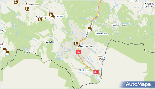 mapa Mieroszów, Mieroszów na mapie Targeo