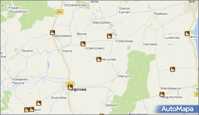 mapa Mierucinek, Mierucinek na mapie Targeo