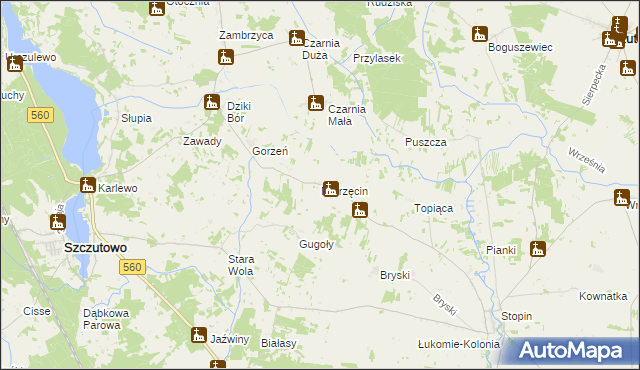 mapa Mierzęcin gmina Szczutowo, Mierzęcin gmina Szczutowo na mapie Targeo