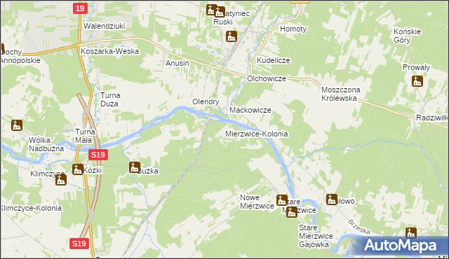 mapa Mierzwice-Kolonia, Mierzwice-Kolonia na mapie Targeo