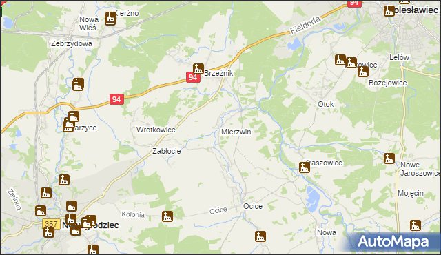 mapa Mierzwin gmina Bolesławiec, Mierzwin gmina Bolesławiec na mapie Targeo