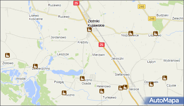 mapa Mierzwin gmina Złotniki Kujawskie, Mierzwin gmina Złotniki Kujawskie na mapie Targeo