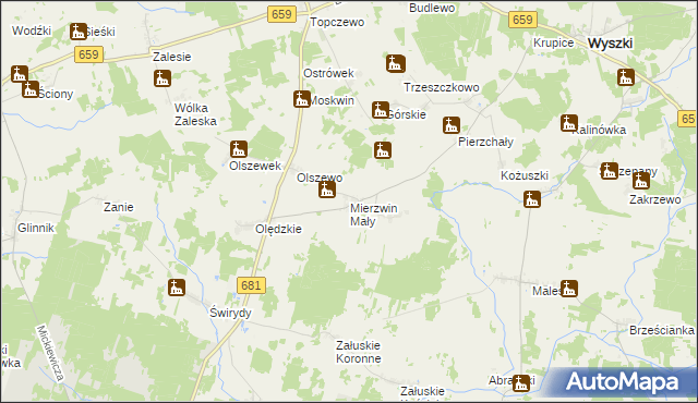 mapa Mierzwin Mały, Mierzwin Mały na mapie Targeo