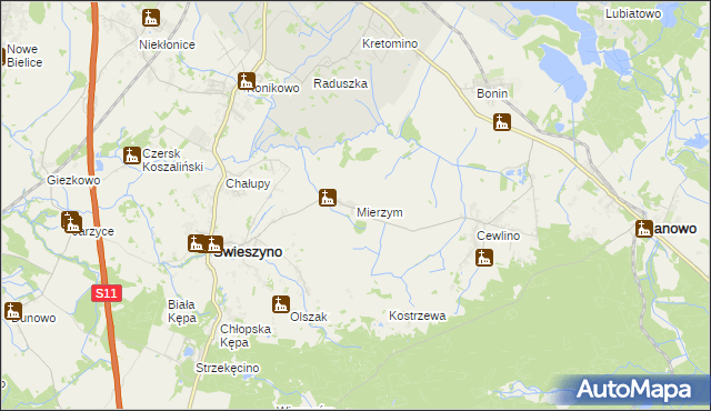 mapa Mierzym, Mierzym na mapie Targeo