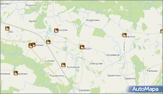 mapa Mierzyn gmina Karlino, Mierzyn gmina Karlino na mapie Targeo