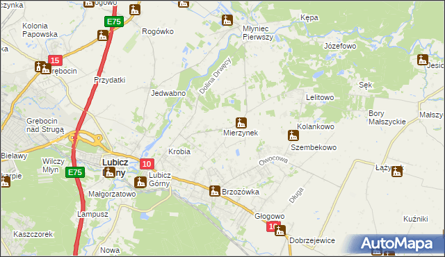 mapa Mierzynek gmina Lubicz, Mierzynek gmina Lubicz na mapie Targeo