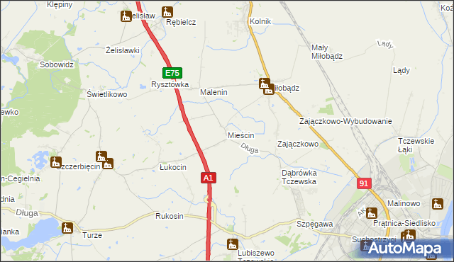 mapa Mieścin, Mieścin na mapie Targeo