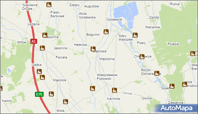 mapa Mięsośnia, Mięsośnia na mapie Targeo