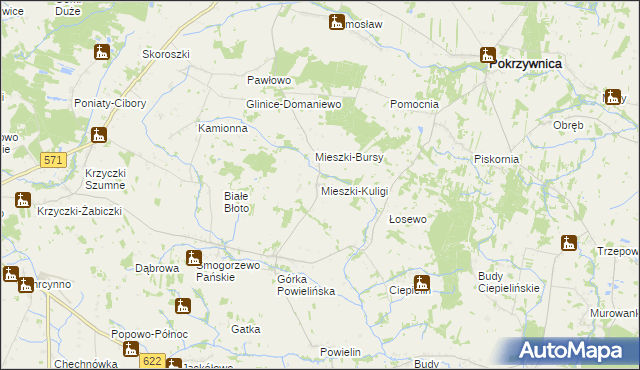 mapa Mieszki-Kuligi, Mieszki-Kuligi na mapie Targeo