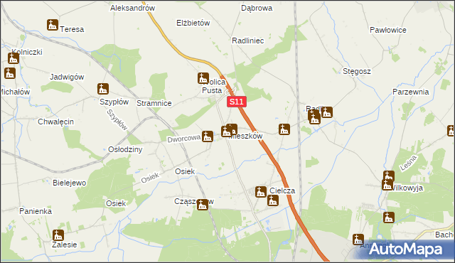 mapa Mieszków gmina Jarocin, Mieszków gmina Jarocin na mapie Targeo