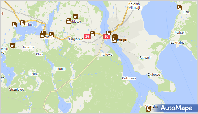 mapa Mikołajki powiat mrągowski, Mikołajki powiat mrągowski na mapie Targeo