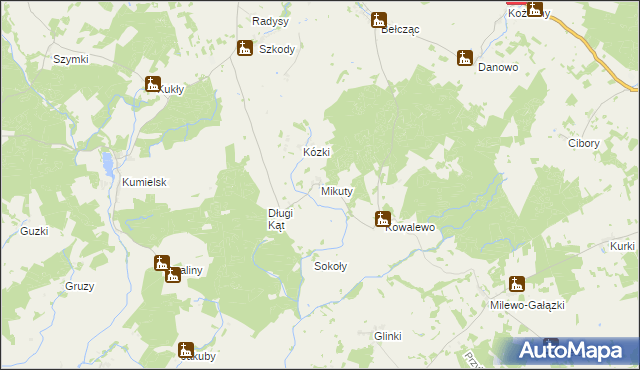 mapa Mikuty gmina Biała Piska, Mikuty gmina Biała Piska na mapie Targeo